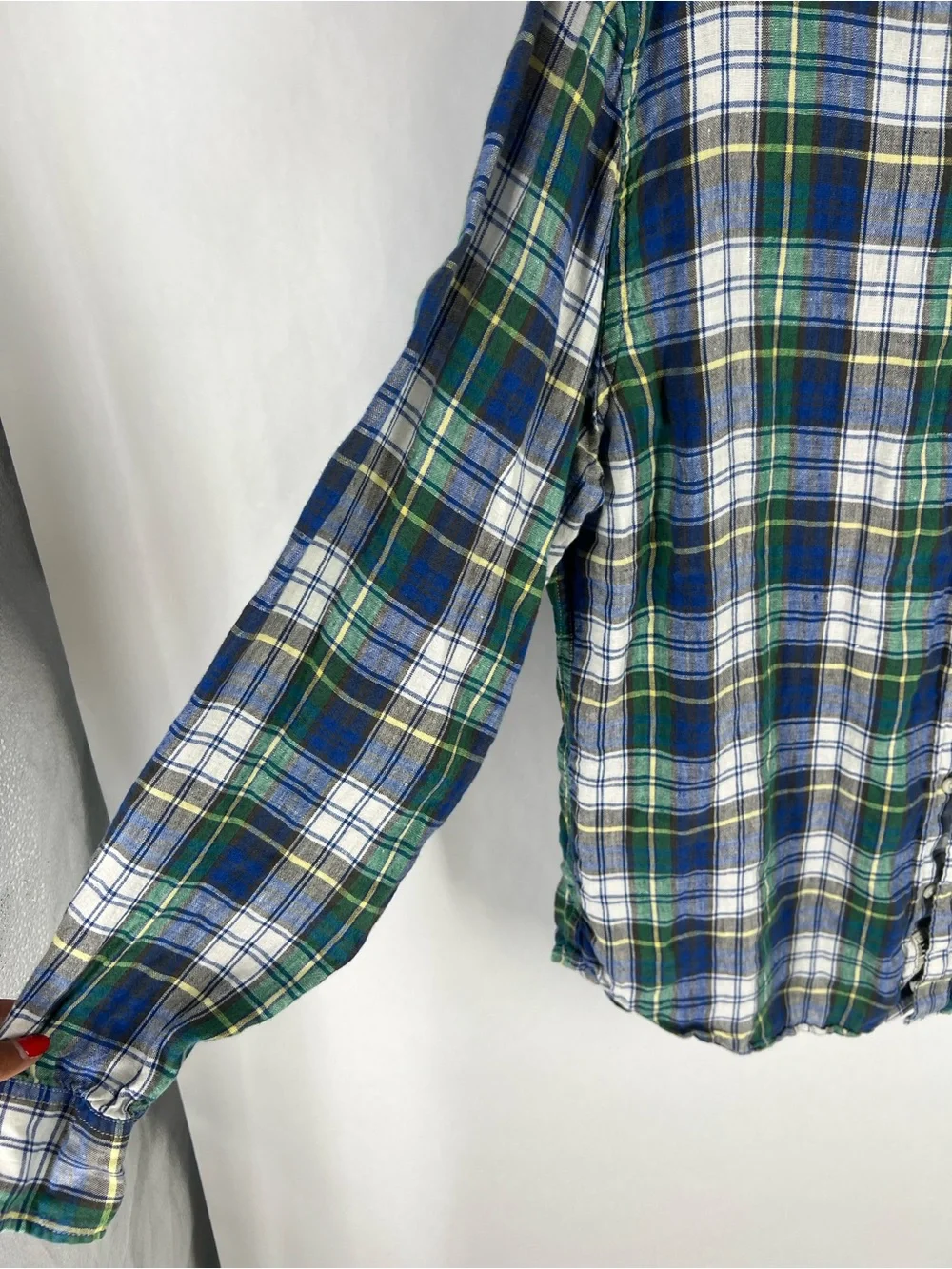J.Crew Baird McNutt Irish Linen Plaid Button Down Shirt Slim Fit Size XL